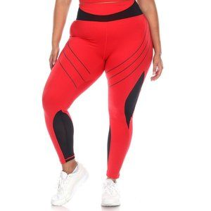 Plus Size Red Sports Fitness Leggings Multisize WM 582